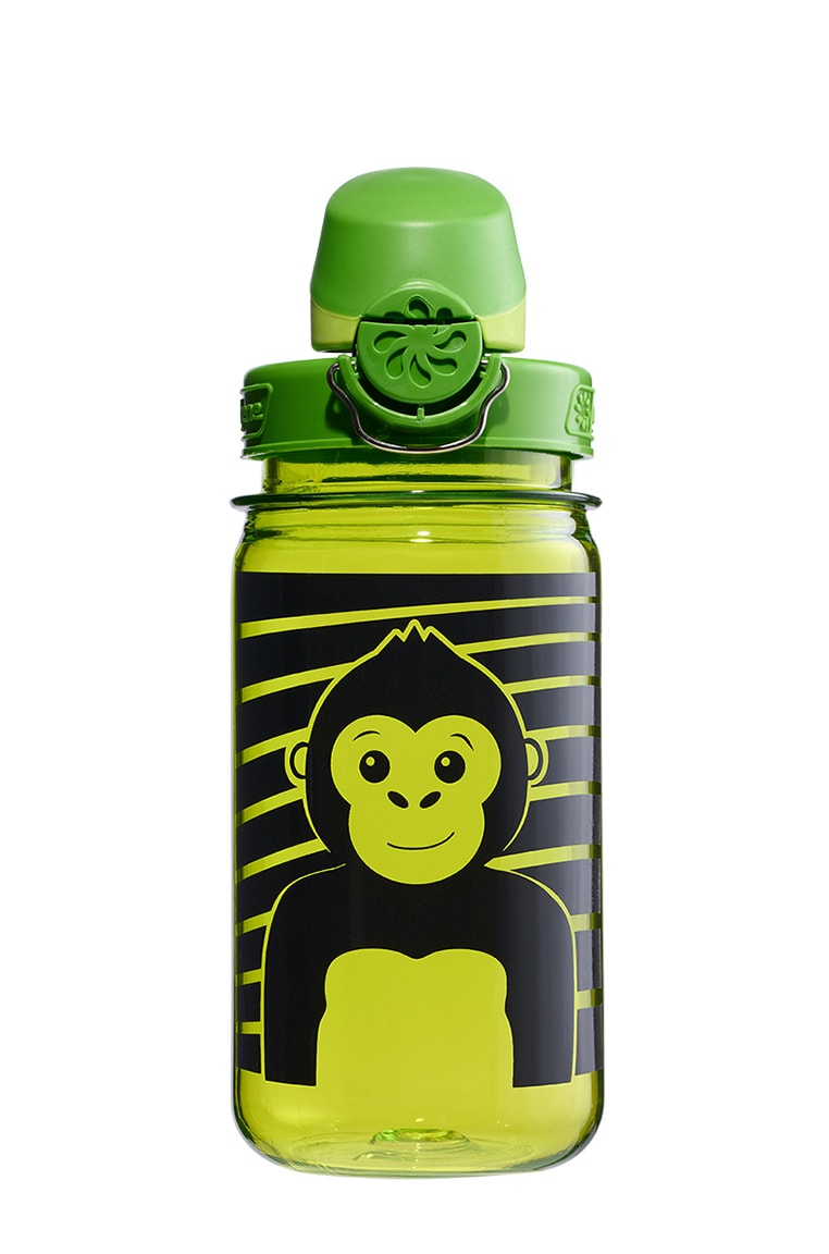 Nalgene product view: 12oz On-The-Fly Kids Lock-Top Bottle with Graphics X0 — 12oz On-The-Fly Kids Lock-Top Bottle with Graphics