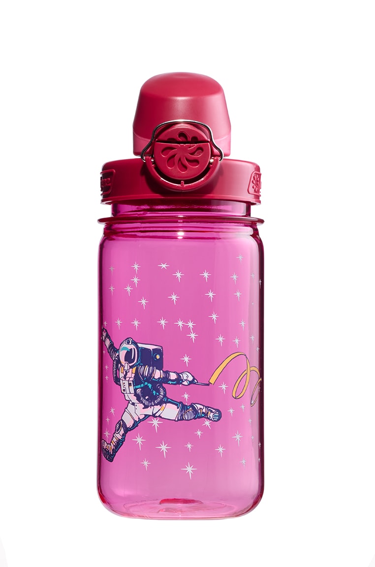 Nalgene product view: 12oz On-The-Fly Kids Lock-Top Bottle with Graphics X0 — 12oz On-The-Fly Kids Lock-Top Bottle with Graphics
